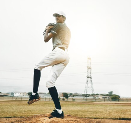 Baseball player preparing to throw the ball onto the field