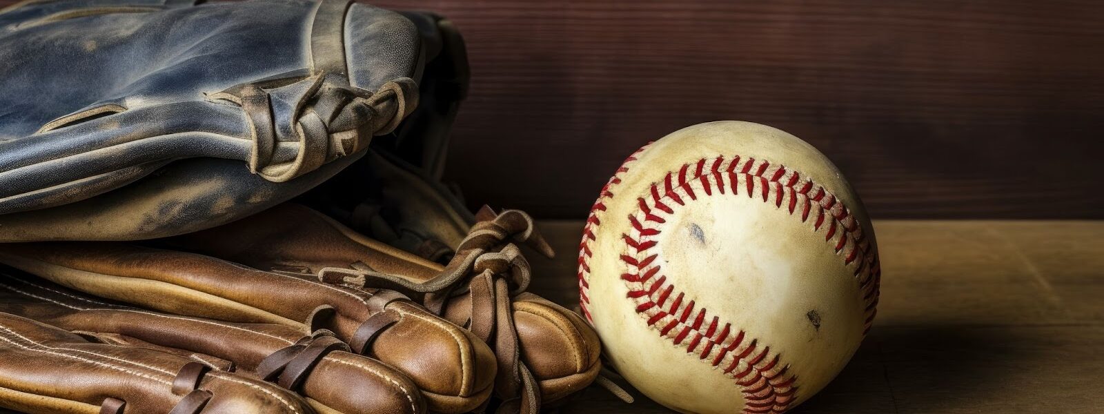Close up of baseball with glove