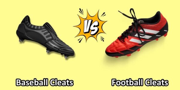 Baseball and soccer sneakers on a yellow background