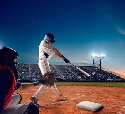 Two men playing baseball on the field